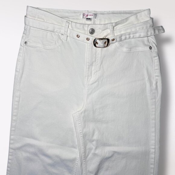 Vigoss White Wide Leg Cropped Jeans Women’s Size 9 29 High Rise Stretch Belted - Picture 2 of 8